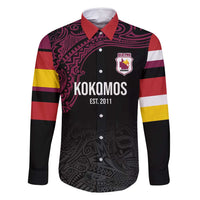 Queensland Papua New Guinea Custom Family Matching Off Shoulder Short Dress and Hawaiian Shirt All Black Pacific PNG Tribal Style