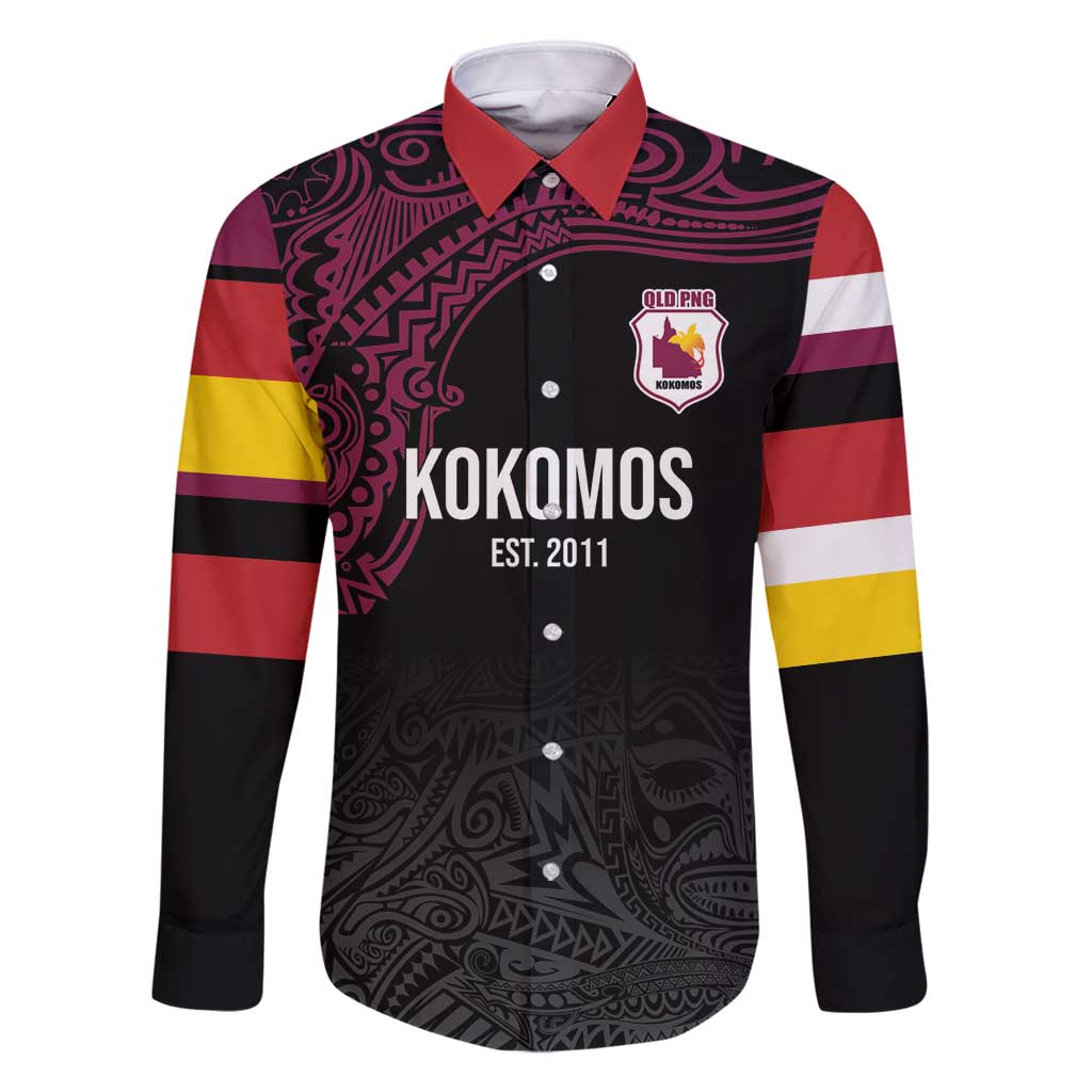 Queensland Papua New Guinea Custom Family Matching Summer Maxi Dress and Hawaiian Shirt All Black Pacific PNG Tribal Style