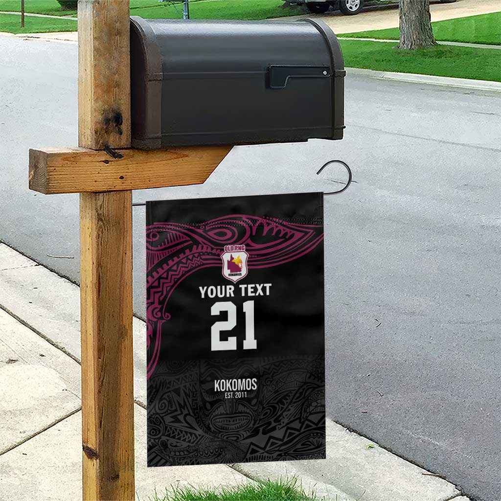 Queensland Papua New Guinea Custom Garden Flag All Black Pacific PNG Tribal Style