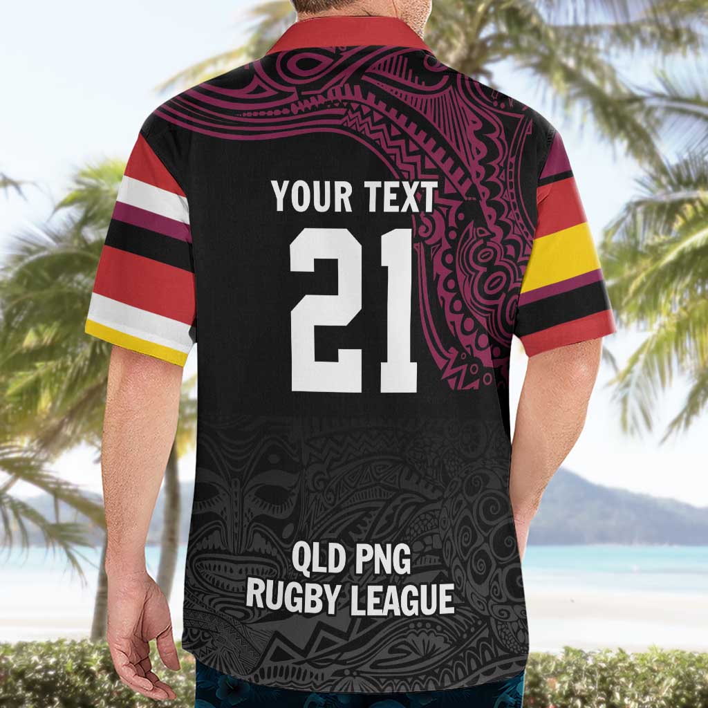 Queensland Papua New Guinea Custom Hawaiian Shirt All Black Pacific PNG Tribal Style