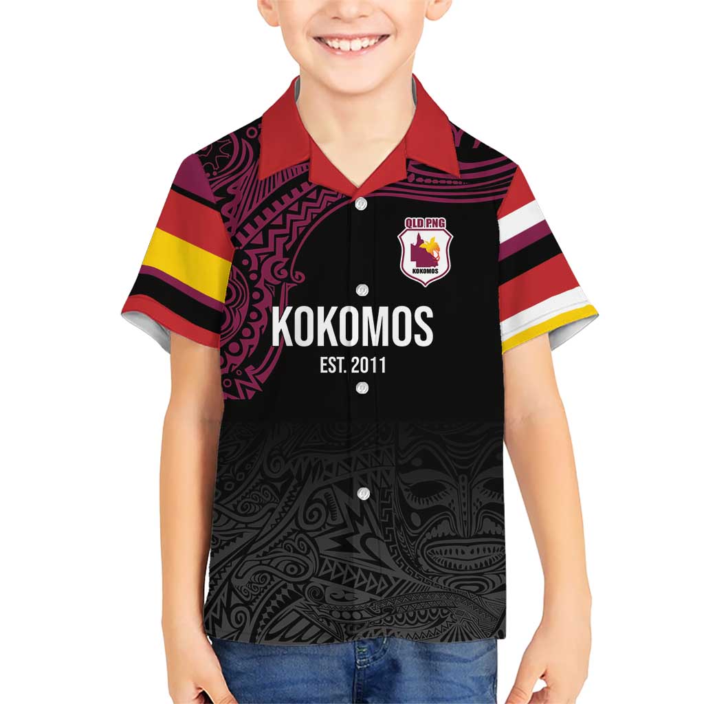 Queensland Papua New Guinea Custom Hawaiian Shirt All Black Pacific PNG Tribal Style
