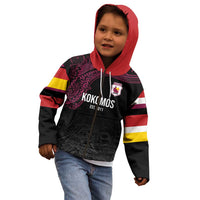 Queensland Papua New Guinea Custom Kid Hoodie All Black Pacific PNG Tribal Style