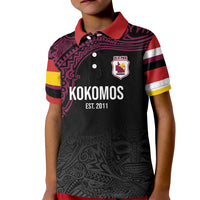 Queensland Papua New Guinea Custom Kid Polo Shirt All Black Pacific PNG Tribal Style