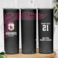 Queensland Papua New Guinea Custom Skinny Tumbler All Black Pacific PNG Tribal Style