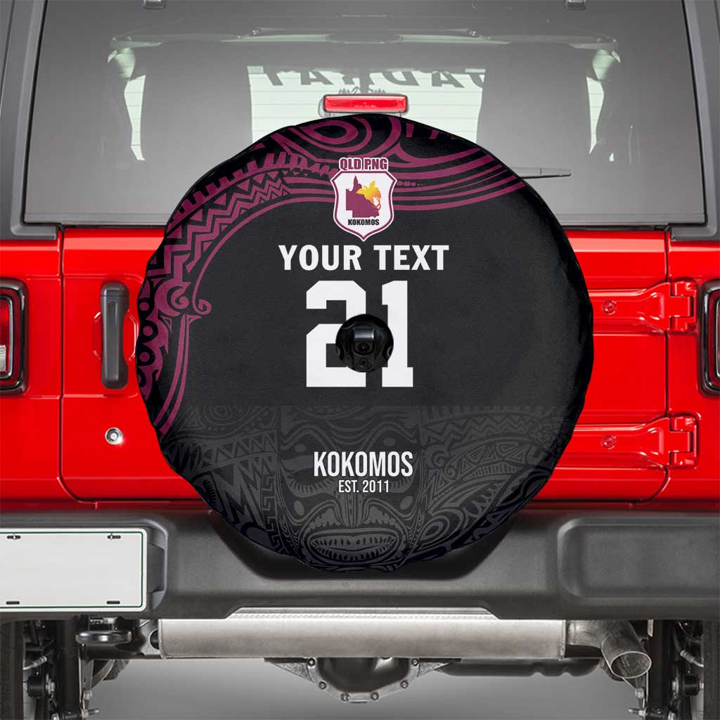 Queensland Papua New Guinea Custom Spare Tire Cover All Black Pacific PNG Tribal Style