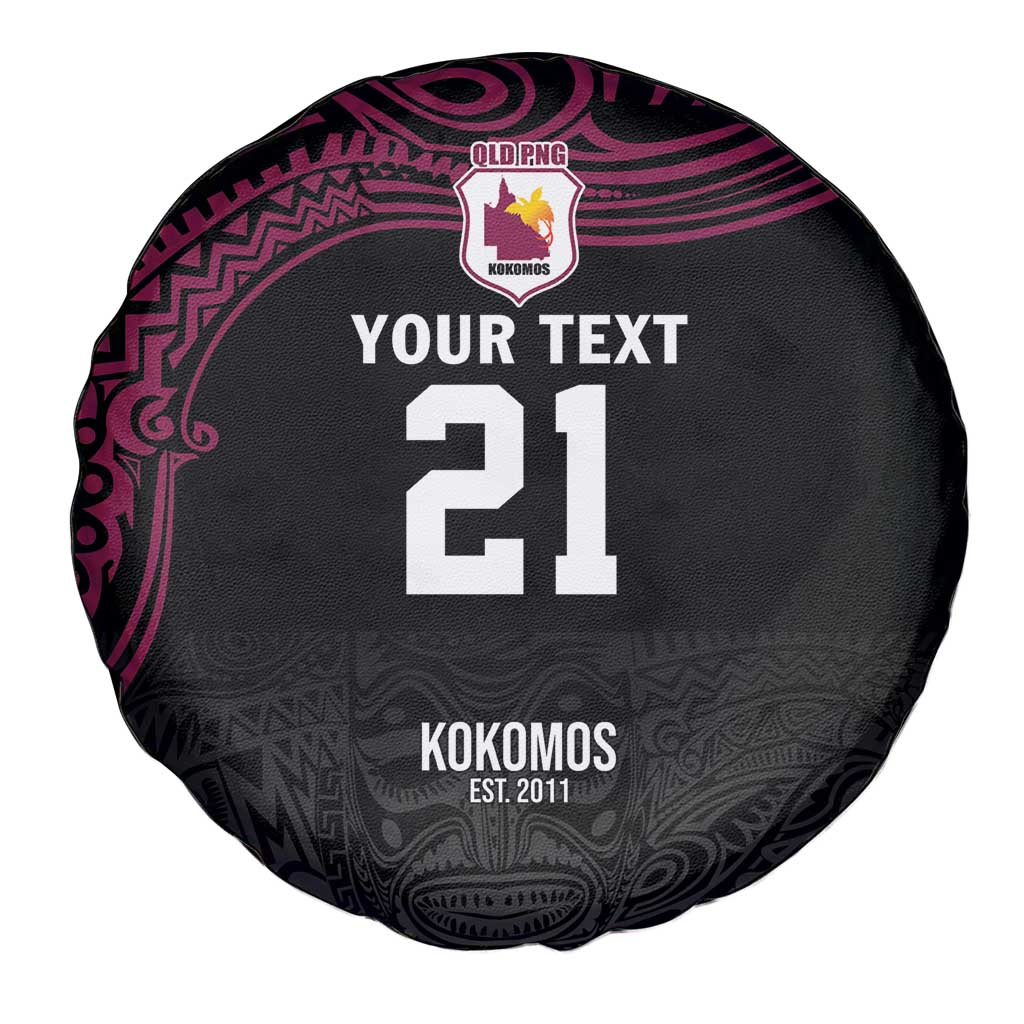 Queensland Papua New Guinea Custom Spare Tire Cover All Black Pacific PNG Tribal Style