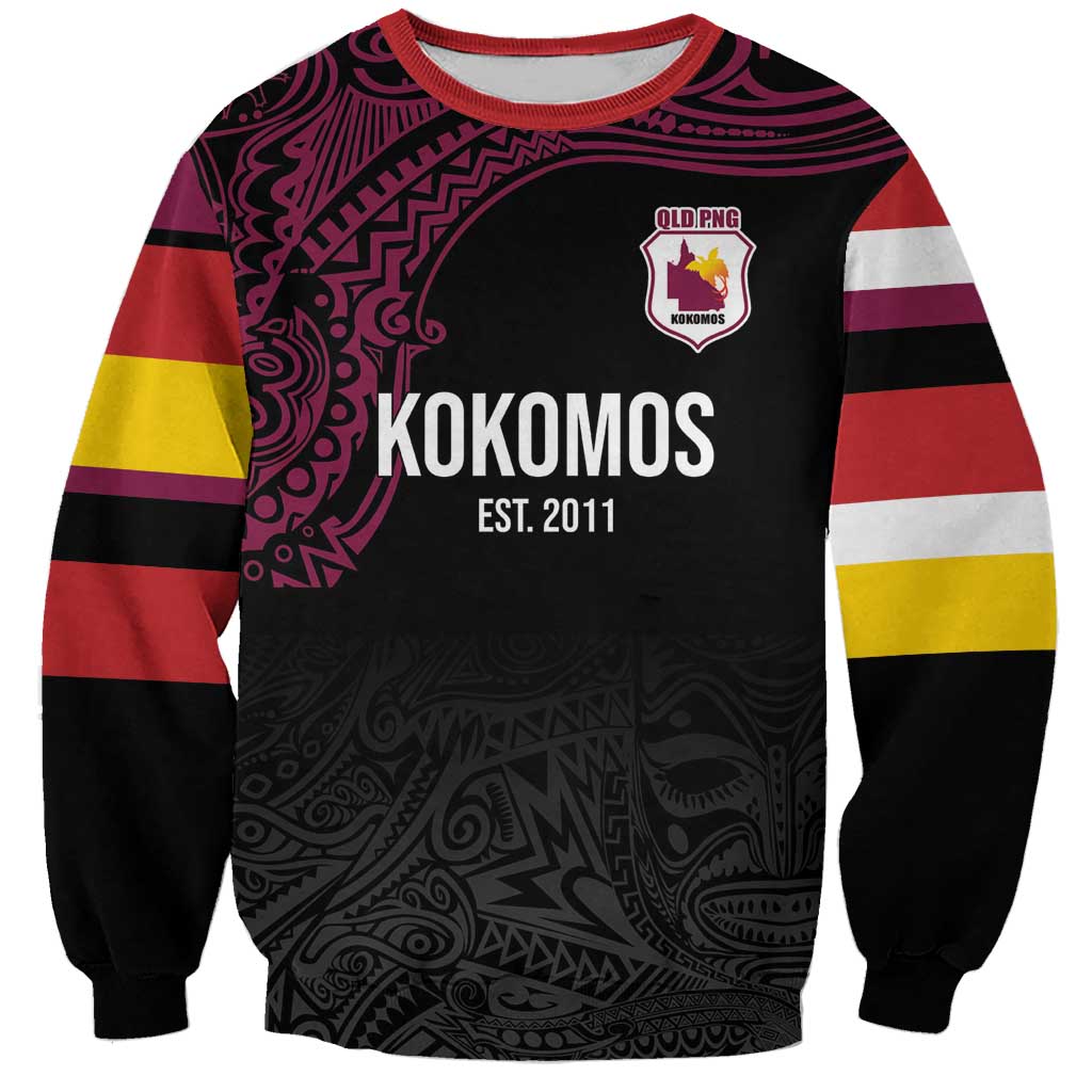 Queensland Papua New Guinea Custom Sweatshirt All Black Pacific PNG Tribal Style