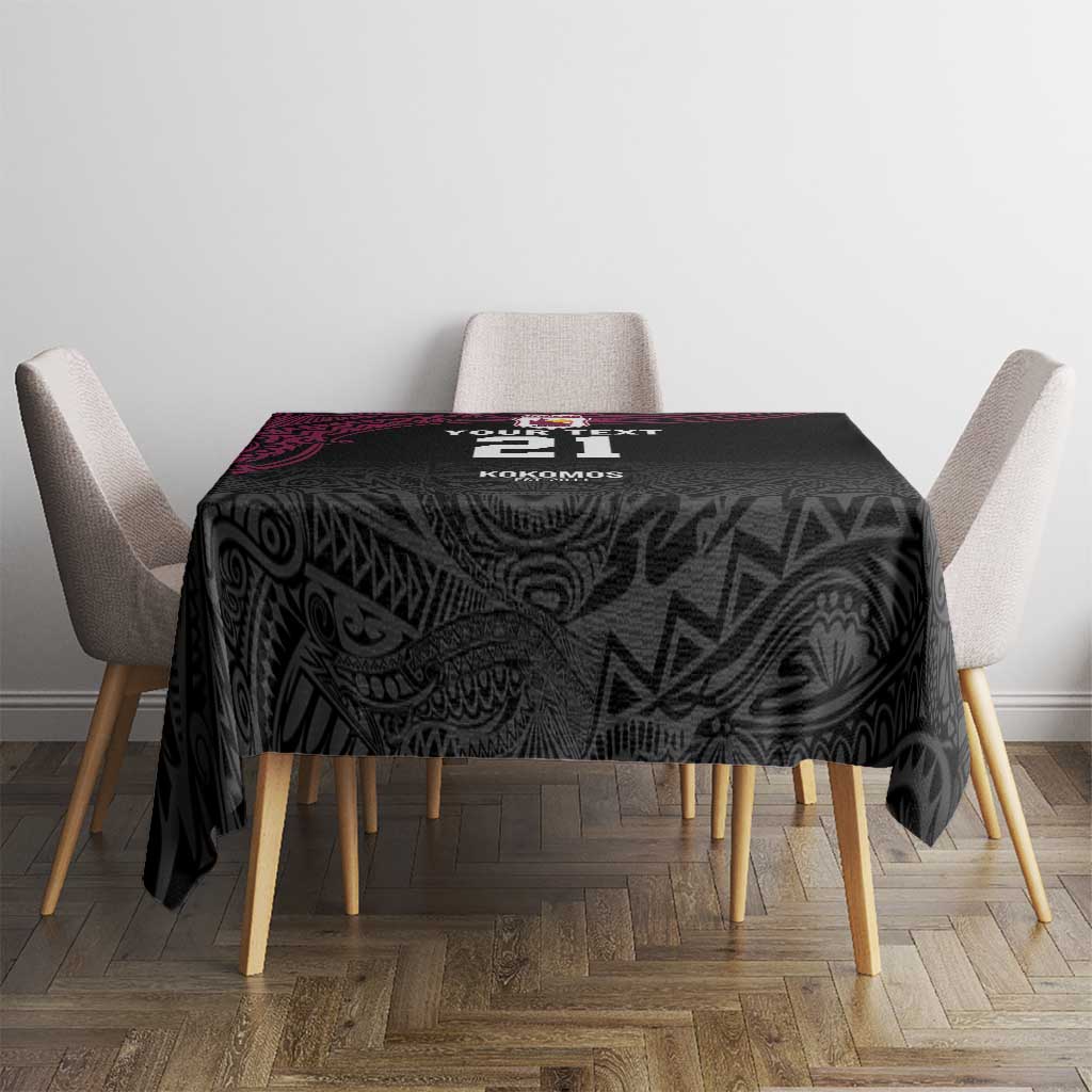 Queensland Papua New Guinea Custom Tablecloth All Black Pacific PNG Tribal Style