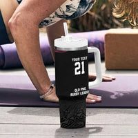 Queensland Papua New Guinea Custom Tumbler With Handle All Black Pacific PNG Tribal Style