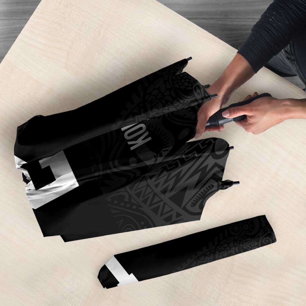 Queensland Papua New Guinea Custom Umbrella All Black Pacific PNG Tribal Style - Polynesian Pride