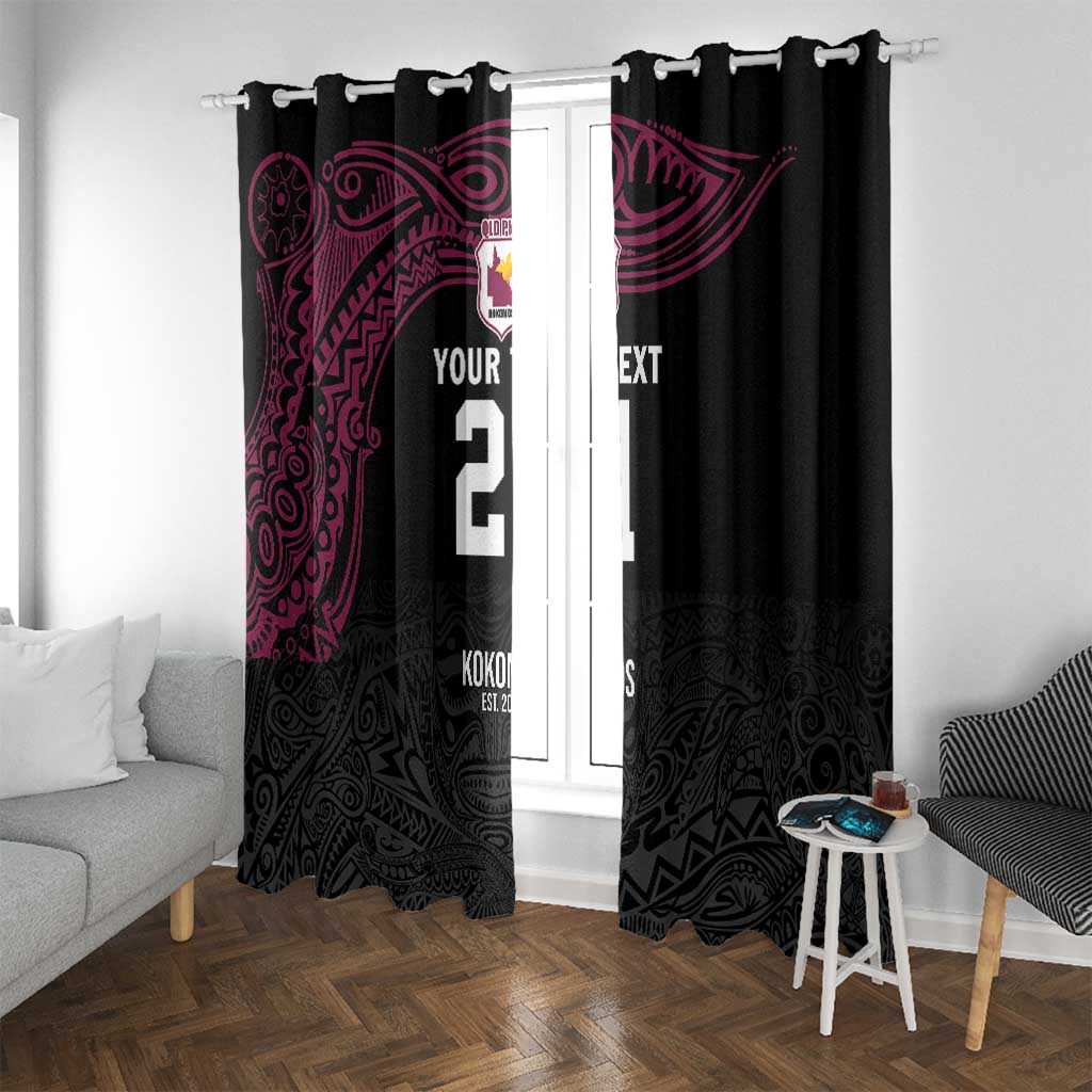 Queensland Papua New Guinea Custom Window Curtain All Black Pacific PNG Tribal Style