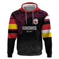 Queensland Papua New Guinea Custom Zip Hoodie All Black Pacific PNG Tribal Style