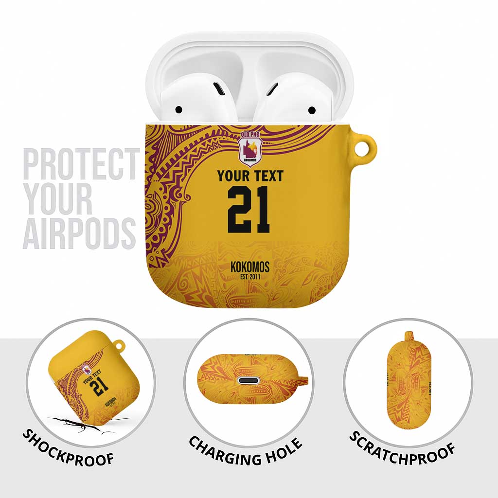 Queensland Papua New Guinea Custom AirPods Case All Gold Pacific PNG Tribal Style - Polynesian Pride