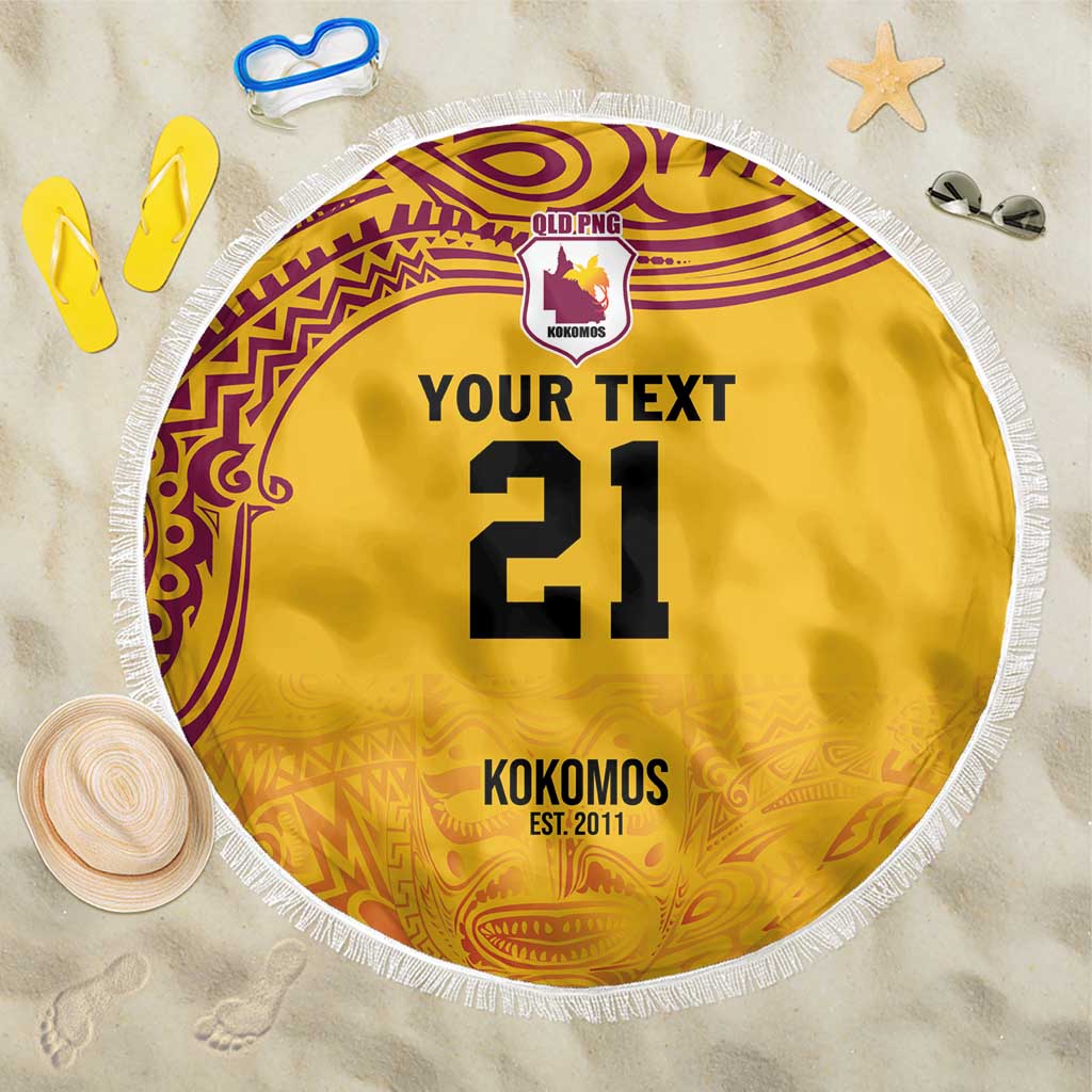 Queensland Papua New Guinea Custom Beach Blanket All Gold Pacific PNG Tribal Style