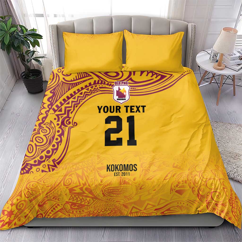 Queensland Papua New Guinea Custom Bedding Set All Gold Pacific PNG Tribal Style