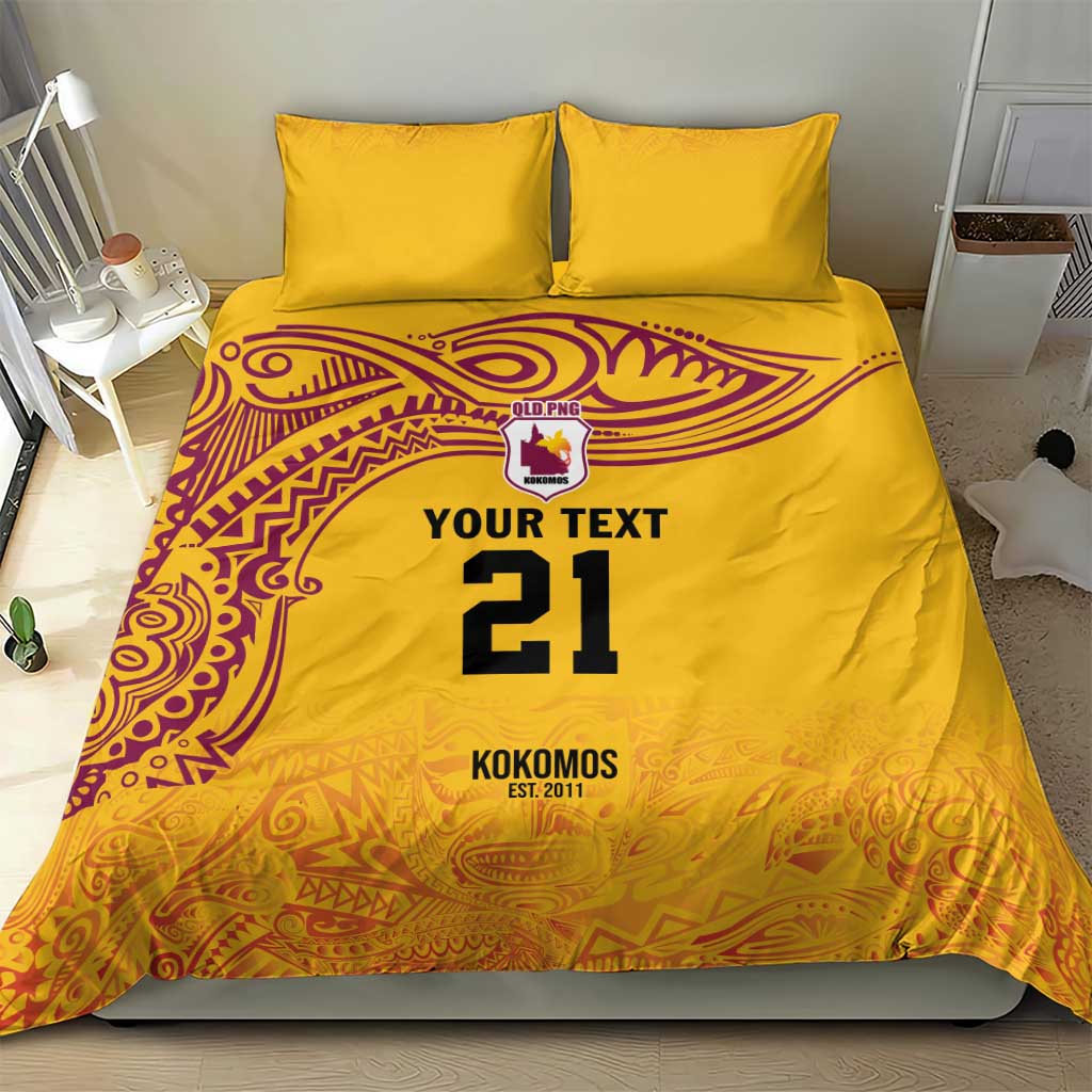 Queensland Papua New Guinea Custom Bedding Set All Gold Pacific PNG Tribal Style