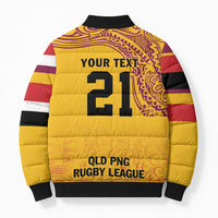 Queensland Papua New Guinea Custom Bomber Puffer Jacket All Gold Pacific PNG Tribal Style LT9 - Polynesian Pride