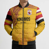 Queensland Papua New Guinea Custom Bomber Puffer Jacket All Gold Pacific PNG Tribal Style LT9 - Polynesian Pride