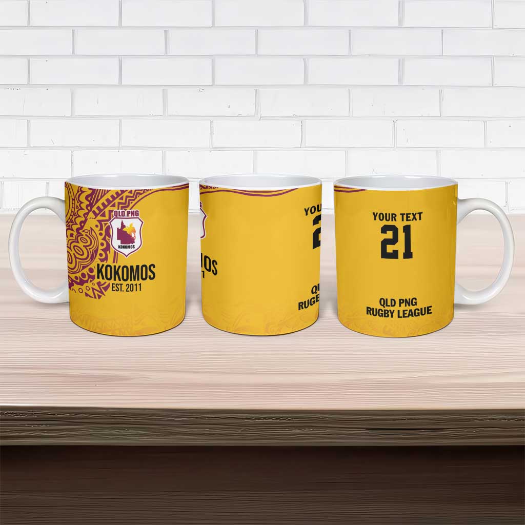 Queensland Papua New Guinea Custom Ceramic Mug All Gold Pacific PNG Tribal Style LT9 - Polynesian Pride