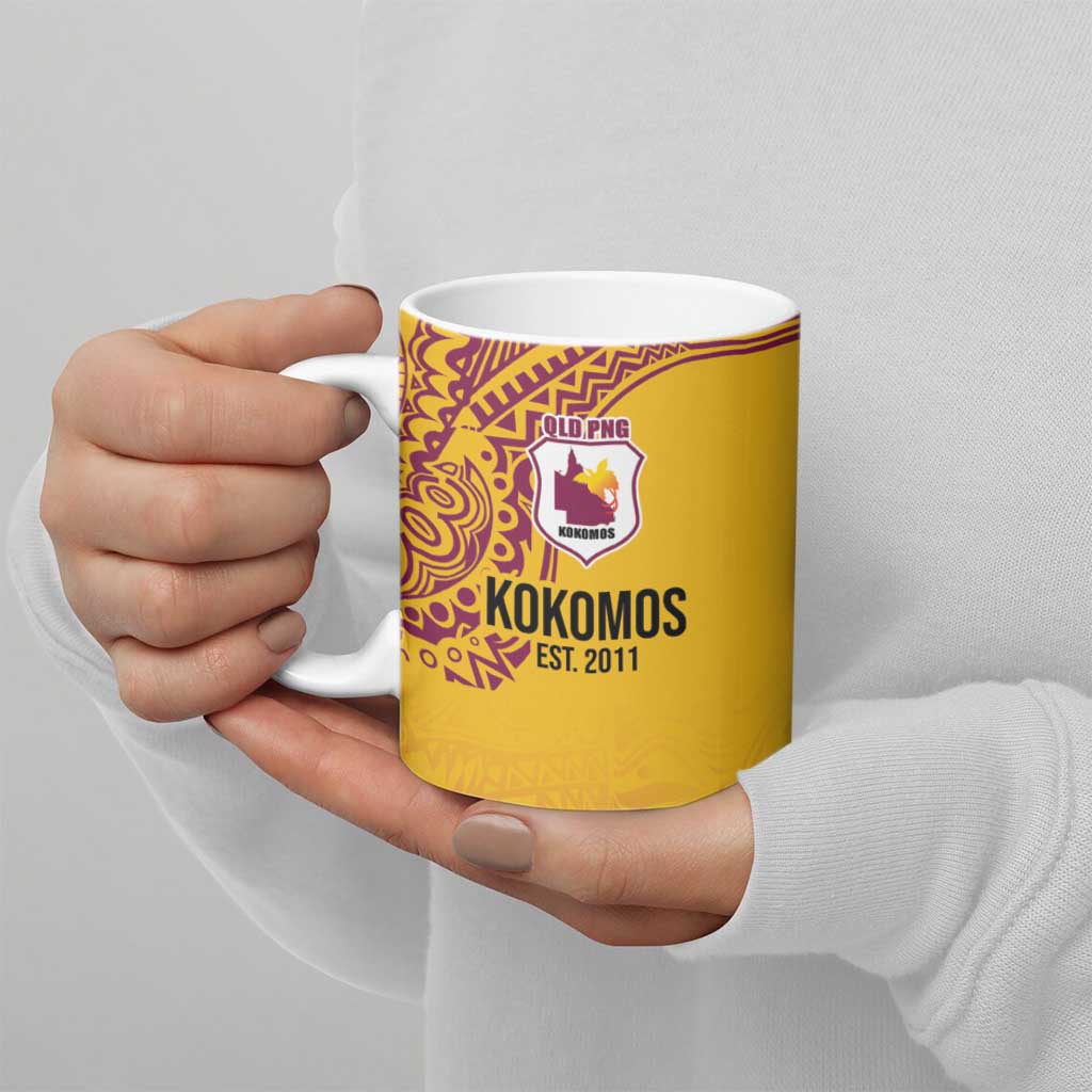 Queensland Papua New Guinea Custom Ceramic Mug All Gold Pacific PNG Tribal Style LT9 - Polynesian Pride