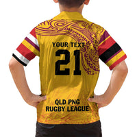 Queensland Papua New Guinea Custom Family Matching Long Sleeve Bodycon Dress and Hawaiian Shirt All Gold Pacific PNG Tribal Style