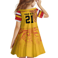 Queensland Papua New Guinea Custom Family Matching Off Shoulder Maxi Dress and Hawaiian Shirt All Gold Pacific PNG Tribal Style