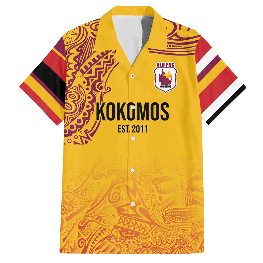 Queensland Papua New Guinea Custom Family Matching Puletasi and Hawaiian Shirt All Gold Pacific PNG Tribal Style