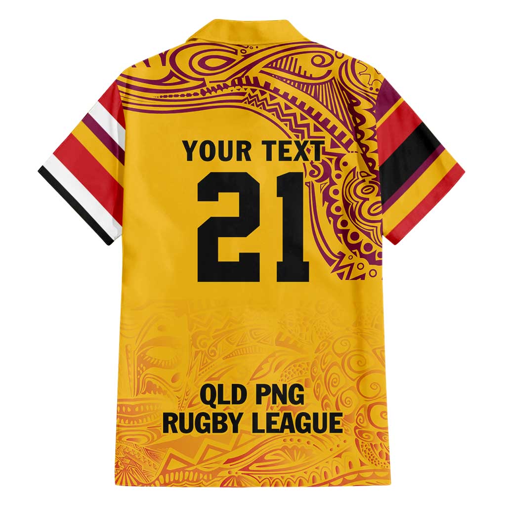 Queensland Papua New Guinea Custom Family Matching Short Sleeve Bodycon Dress and Hawaiian Shirt All Gold Pacific PNG Tribal Style