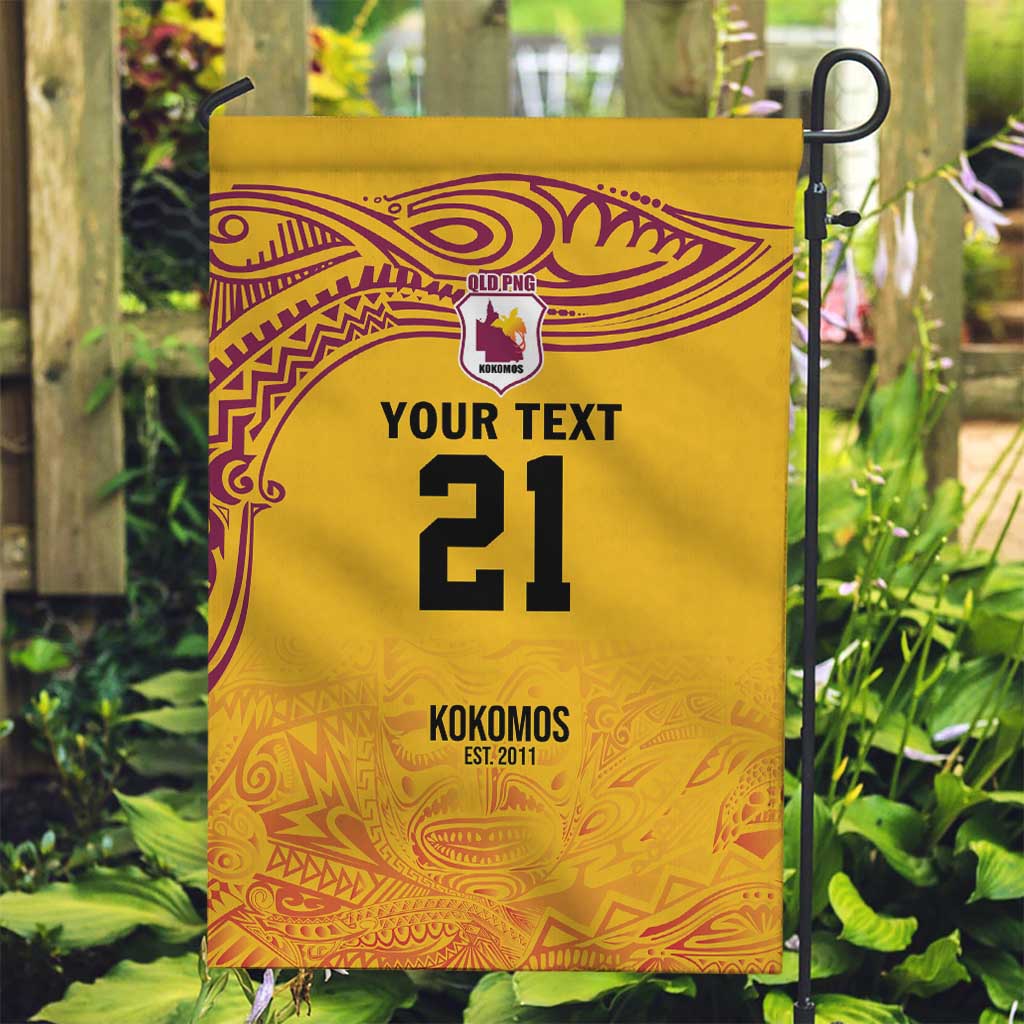 Queensland Papua New Guinea Custom Garden Flag All Gold Pacific PNG Tribal Style