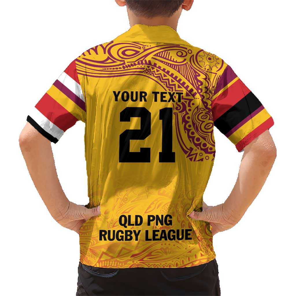 Queensland Papua New Guinea Custom Hawaiian Shirt All Gold Pacific PNG Tribal Style