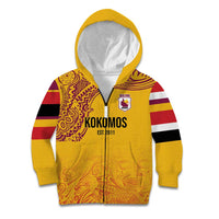 Queensland Papua New Guinea Custom Kid Hoodie All Gold Pacific PNG Tribal Style