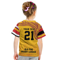 Queensland Papua New Guinea Custom Kid T Shirt All Gold Pacific PNG Tribal Style