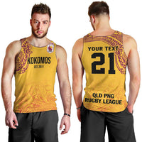 Queensland Papua New Guinea Custom Men Tank Top All Gold Pacific PNG Tribal Style