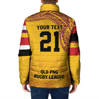 Queensland Papua New Guinea Custom Padded Jacket All Gold Pacific PNG Tribal Style LT9 - Polynesian Pride
