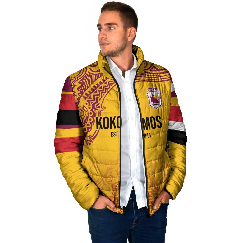 Queensland Papua New Guinea Custom Padded Jacket All Gold Pacific PNG Tribal Style LT9 - Polynesian Pride