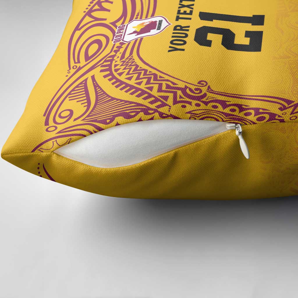 Queensland Papua New Guinea Custom Pillow Cover All Gold Pacific PNG Tribal Style - Polynesian Pride