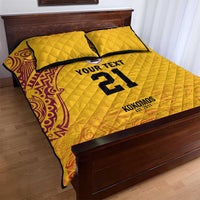 Queensland Papua New Guinea Custom Quilt Bed Set All Gold Pacific PNG Tribal Style