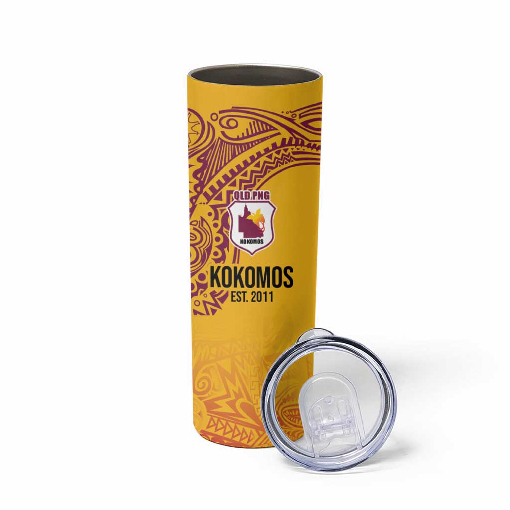 Queensland Papua New Guinea Custom Skinny Tumbler All Gold Pacific PNG Tribal Style