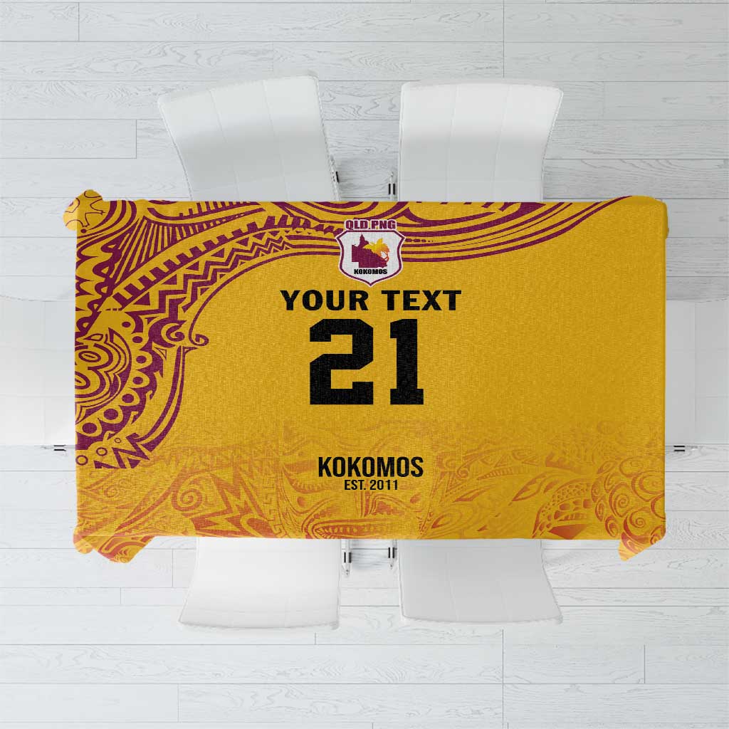 Queensland Papua New Guinea Custom Tablecloth All Gold Pacific PNG Tribal Style