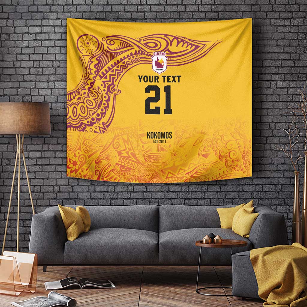 Queensland Papua New Guinea Custom Tapestry All Gold Pacific PNG Tribal Style