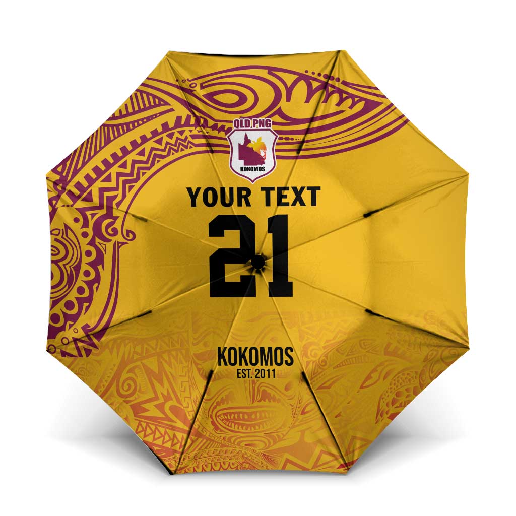 Queensland Papua New Guinea Custom Umbrella All Gold Pacific PNG Tribal Style - Polynesian Pride