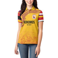 Queensland Papua New Guinea Custom Women Polo Shirt All Gold Pacific PNG Tribal Style