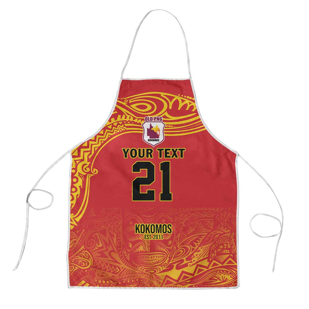 Queensland Papua New Guinea Custom Apron All Red Pacific PNG Tribal Style - Polynesian Pride