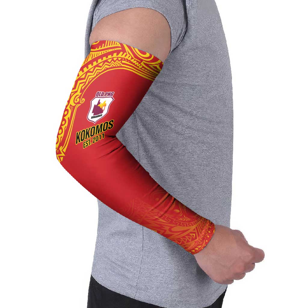 Queensland Papua New Guinea Custom Arm Sleeves All Red Pacific PNG Tribal Style - Polynesian Pride