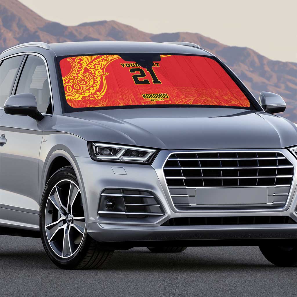 Queensland Papua New Guinea Custom Auto Sun Shade All Red Pacific PNG Tribal Style - Polynesian Pride