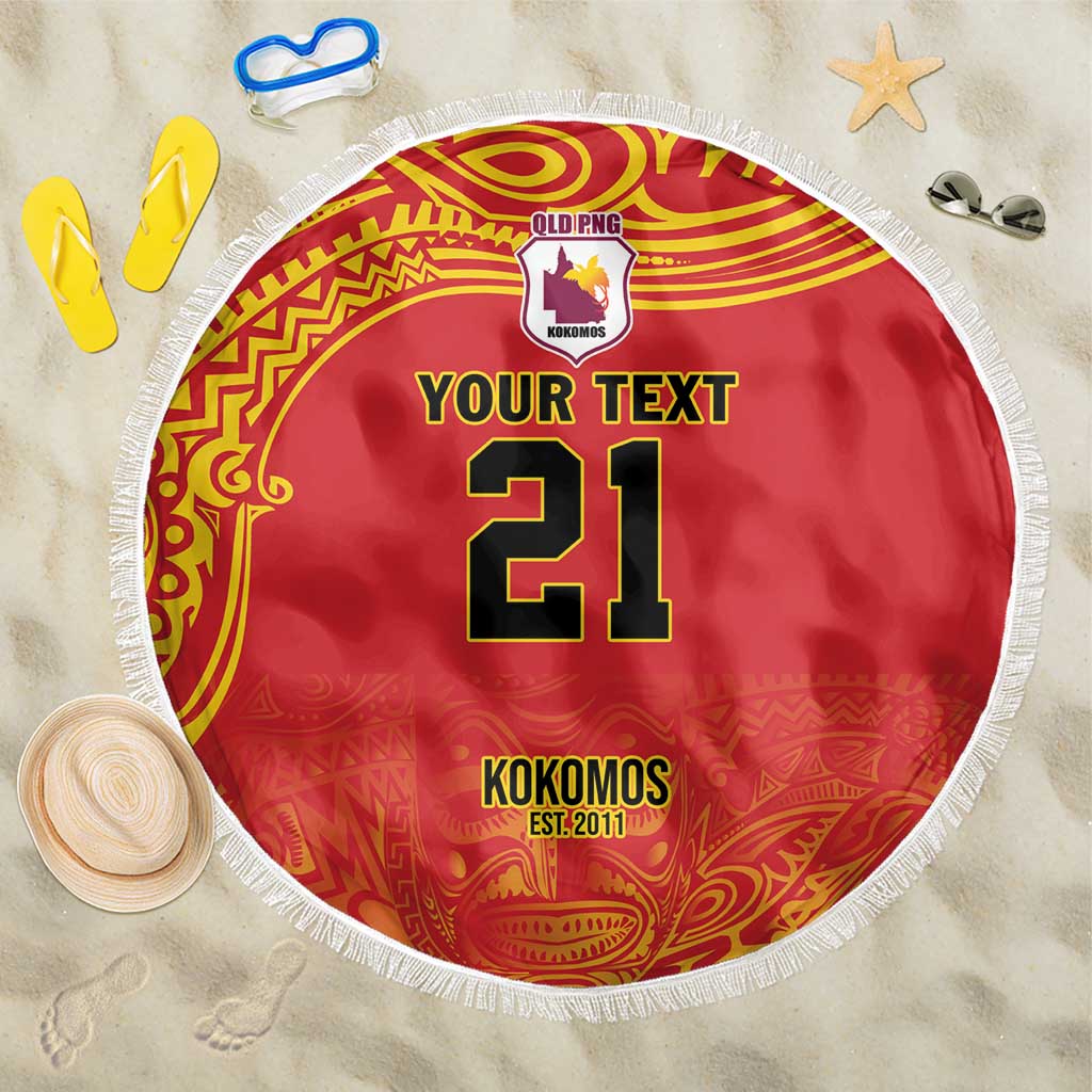 Queensland Papua New Guinea Custom Beach Blanket All Red Pacific PNG Tribal Style