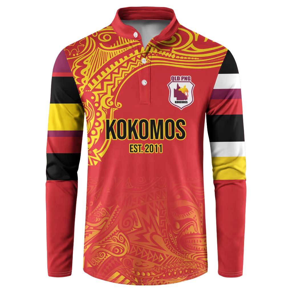 Queensland Papua New Guinea Custom Button Sweatshirt All Red Pacific PNG Tribal Style