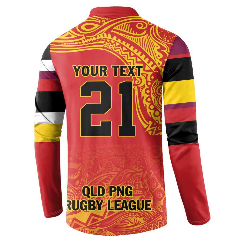 Queensland Papua New Guinea Custom Button Sweatshirt All Red Pacific PNG Tribal Style