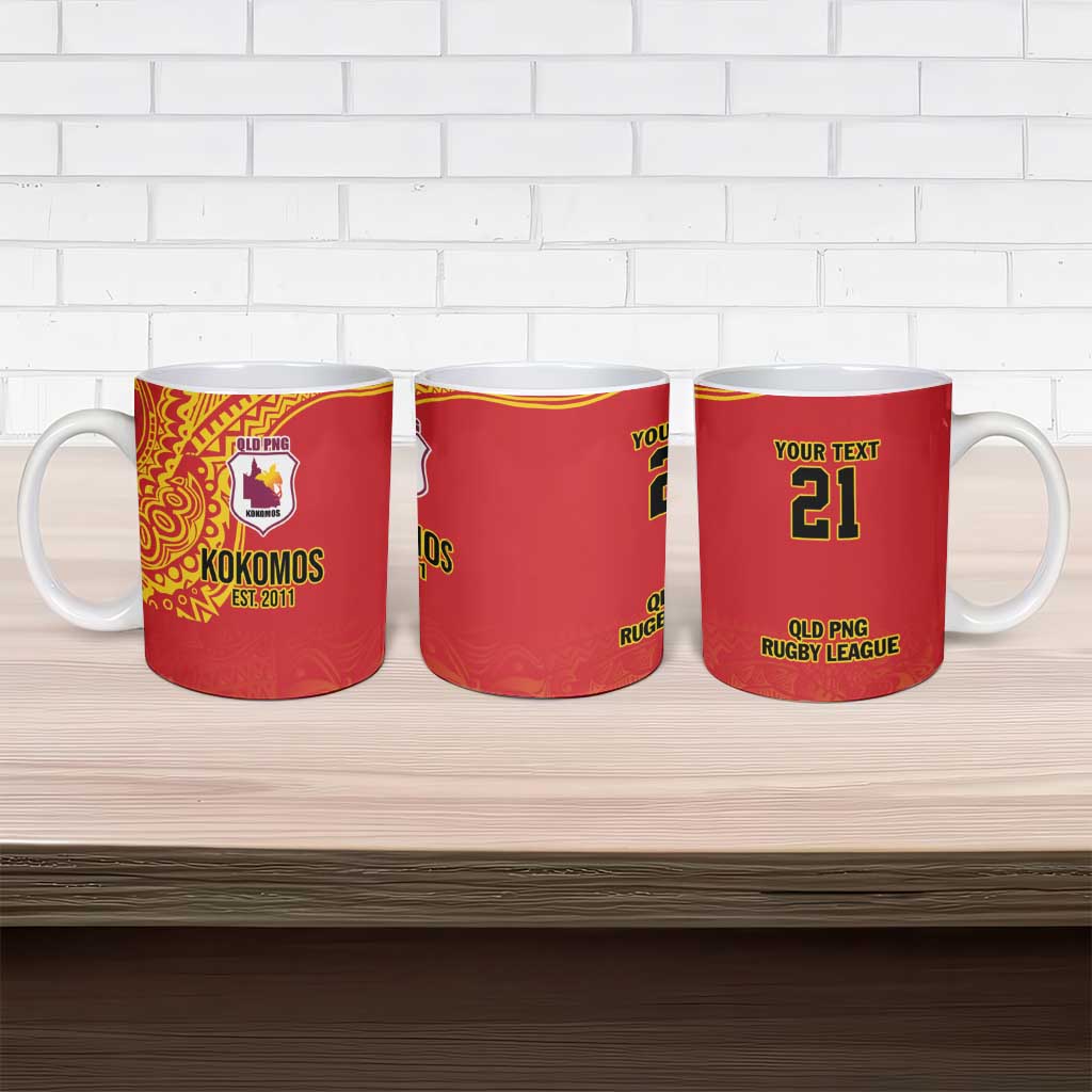 Queensland Papua New Guinea Custom Ceramic Mug All Red Pacific PNG Tribal Style LT9 - Polynesian Pride