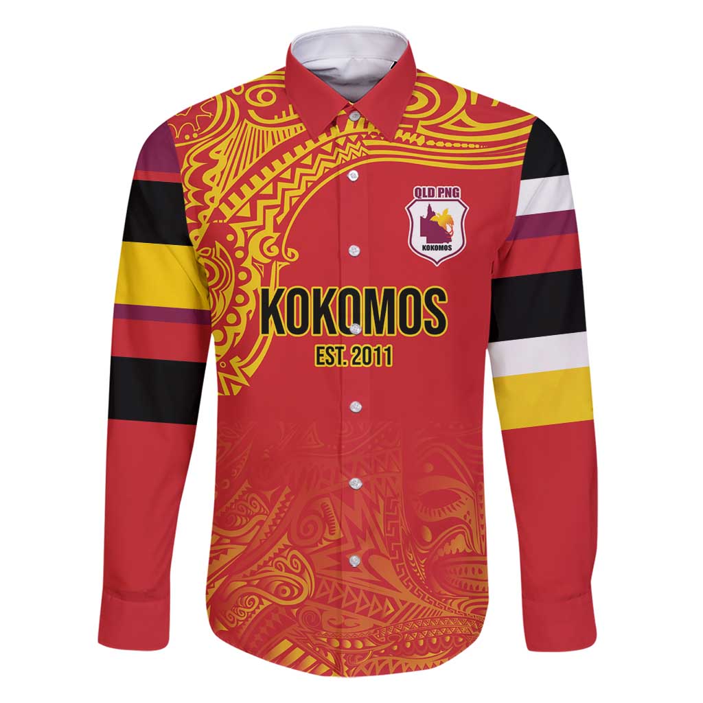 Queensland Papua New Guinea Custom Family Matching Mermaid Dress and Hawaiian Shirt All Red Pacific PNG Tribal Style